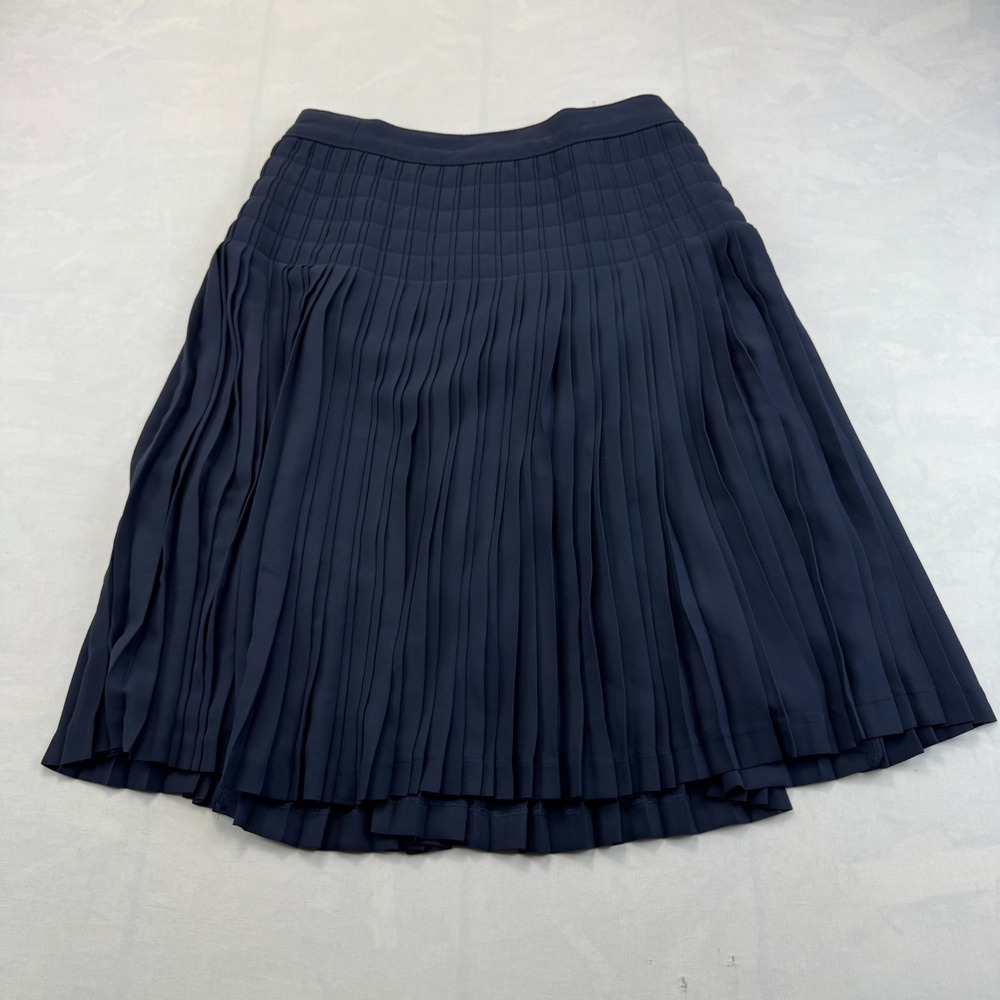 J.Crew Mini Skirt Womens 4 Navy Flounce Box Pleated Business Career Back Zip